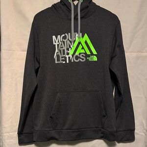 The North Face Men's Charcoal Hoodie with Neon Green Highlights